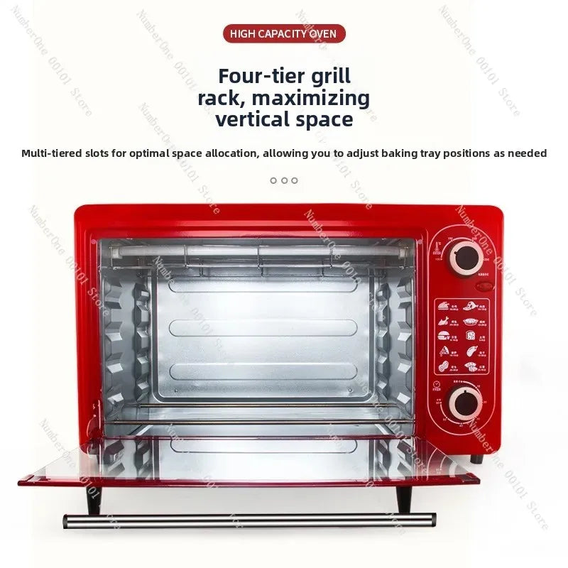 Elegant 48L Electric Oven Home Baking Double Layer Fully Automatic Multifunction Family Kitchen Baker Large Capacity Commercial
