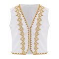 Mens Steampunk Victorian Vest Gothic Vintage Gold Trims Embroidery Medieval Sleeveless Waistcoat Jacket Vest Halloween Costumes