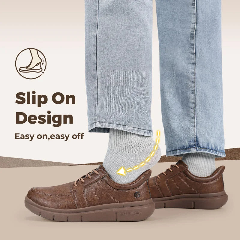 FitVille Wide Slip On Shoes For Men'S Lightweight Casual Dress Oxfords Shoes Business Walking Sneakers With Arch Support