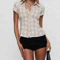 Women's Y2K Plaid Button down Shirt Short Sleeve Blouse - View 3 | SAMAG