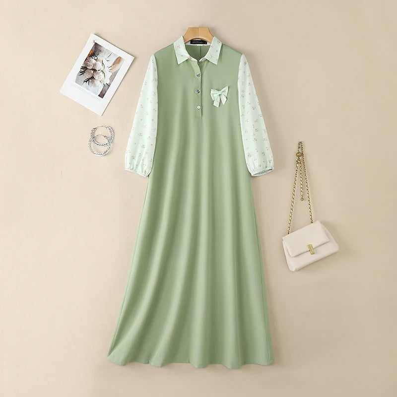 Women's Muslim Modest Fashion Maxi Dress Half Buttons | SAMAG