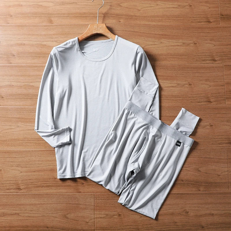 Ultra-Thin Self-Heating High-Elasticity Couples Thermal Underwear Set Warm Long-Sleeve Crew Neck Design for Men And Women
