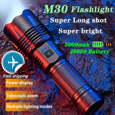 M30 Super Bright Flashlight with 26650 Battery IPX6 | SAMAG