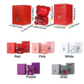 Plastic Rotating Hugging Bear Jewelry Box Romantic Cute Rose Bear Gifts Box with Soap Rose Jewelry Display