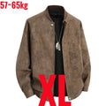 Big Size 8XL Suede Leather Jacket Men Cotton Padded Coat Motorcycle Male Oversize College Large Plus Winter Zipper Windbreaker