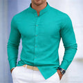 Men's stand-up collar white or black long-sleeved shirt | SAMAG