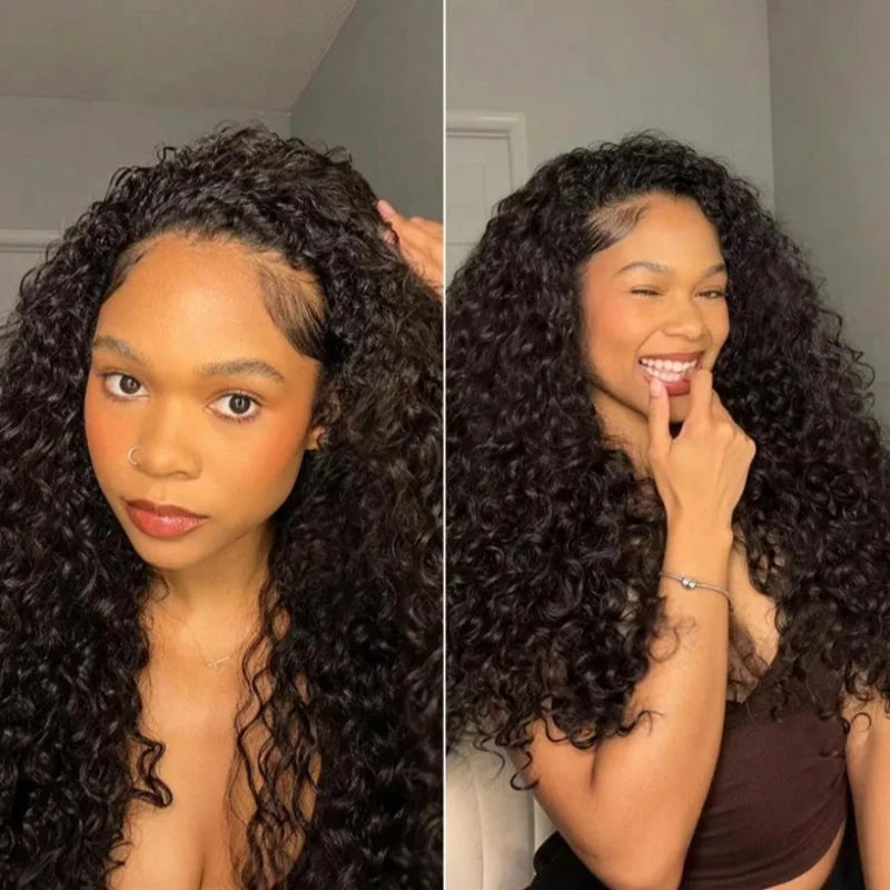 13x6 13x4 Brazilian Virgin Human Hair Jerry Kinky Curls Lace Front Wig 250% Density Pre‑Plucked With Bleached Knots For Black Women Natural Kinky Curls For Daily Dating Party And Special Occasion Hairstyle
