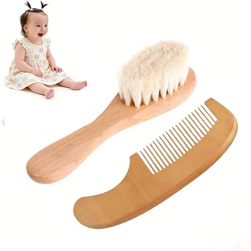 Wooden Baby Hair Brush Comb Soft Baby Bath Brush Clean Hair Body Gentlely Newborn Protect Shower Infant Wash Care Tool