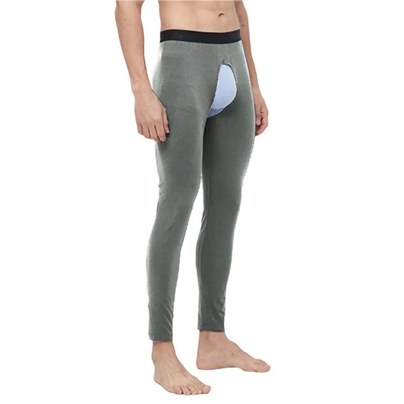 Mens Open Fly Breathable Cotton Thermal Long Johns Black S Eco-Friendly