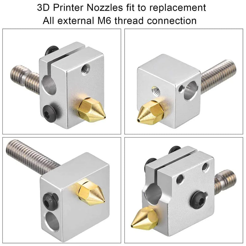 0.4/0.6mm MK8 Extruder Nozzle 3D Printer Nozzle for Creality Ender 3/3 Pro/3 V2, Ender 5/5 Pro, CR-10/10S, Makerbot, 3D Printer