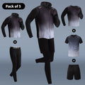 5 - Piece Men's Quick - drying Sports Suit Fitness Running Tight Elastic Trousers With Cap Gradient Coat - View 9 | SAMAG