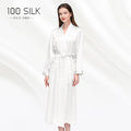 Birdtree 19 Momme 100%Pure Silk Long Robe for Women Silky Sleepwear Ladies Elegant Nightgown Natural Pajamas P36089QM