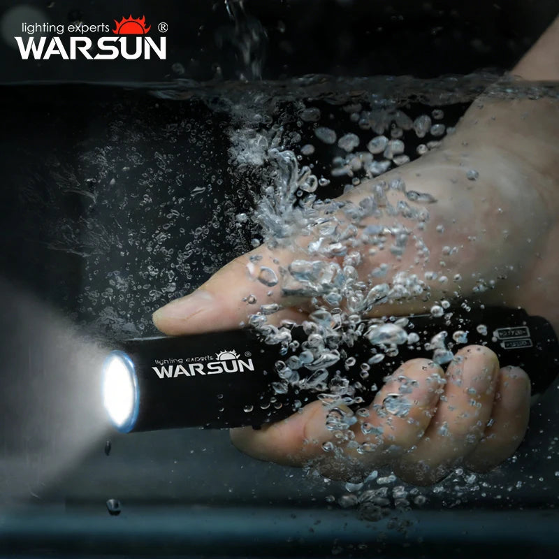Warsun Outdoor 2000 Lm Emergency Small Portable Tactical Type C Rechargeable Torch 18650 Lithium COB LED Magent Flashlight