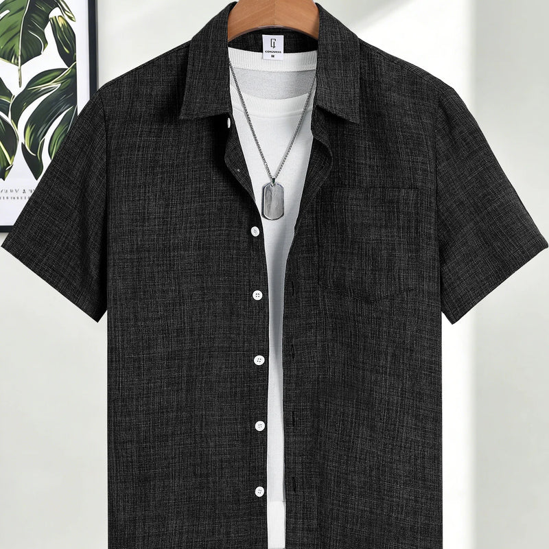 Men's Casual Linen Short Sleeve Shirts Drip Outfits Man | SAMAG