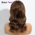 14 Inch Body Wave Wig With Bangs Highlight Color Central Part 4x1 Lace Frontal Human Hair Pre Plucked Natural Hairline