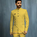 Matching Design Men's Suit 2pcs African/Indian Safiri Attire Customized Set with Gold Button for Wedding Party Formal Events