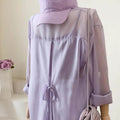 Tie Back Button Down Shirt Women Semi Sheer Chiffon Long - View 4 | SAMAG