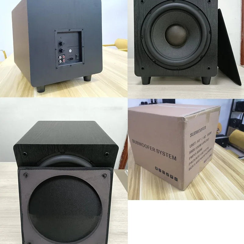 10 Inch Active Subwoofer Speaker Peak 300W Power HiFi Fever Wooden Subwoofer Home Theater Audio Sound Box For AMP/PC/TV/DVD/CD