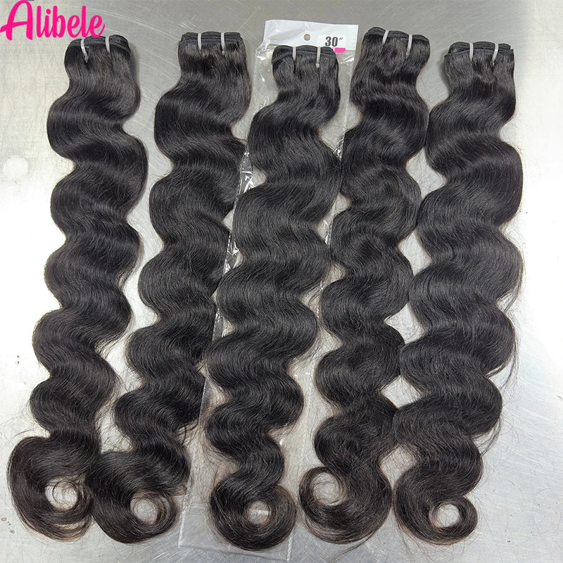 Alibele 13x6 HD Lace Frontal With Bundles Brazilian Body Wave Bundles With 13x6 Lace Front Long Hair Weave Bundles With Frontal