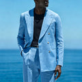 Summer Linen Double Breasted Men Suit Set Separates 2 Pieces Custom Jacket with Pants for Beach Wedding Groom Tuxedo 2026