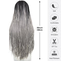Ombre Grey Box Braided Wigs Braids For Black Women 26Inch Long Crochet Braids Synthetic Hair Wig Dark Roots 13x3 Lace Front Wig