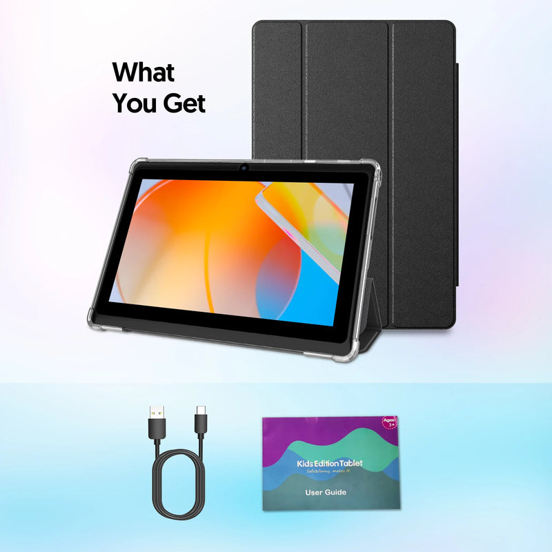 BAKEN 10-inch Tablet (Android 13, Quad-core, 2GB+32GB, supports 1TB expansion, WiFi 6, dual cameras); includes protective case