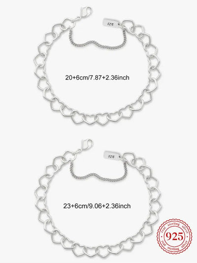 925 Sterling Silver Vintage Love Heart Map Bracelet Fit DIY Pendant Gift Anniversary Party Jewelry | SAMAG