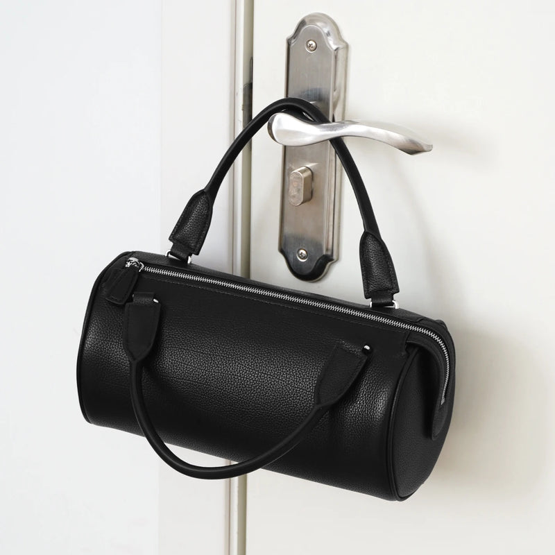 Top-Grain Leather Cylinder Bag Woman Minimalist Style 2026 New Handbag Soft Genuine Leather Boston Bag Pillow Bag Premium Feel