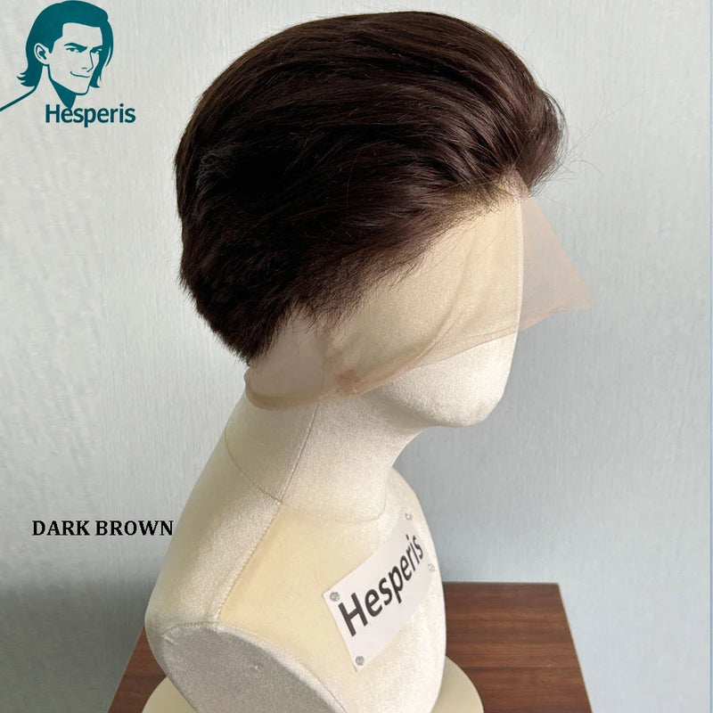 Hesperis Men's Shaved Short Pixie Cut Wig Full Lace Glueless Human Hair Handsome Full Head Wig for Daily Wear Human Hair Wigs