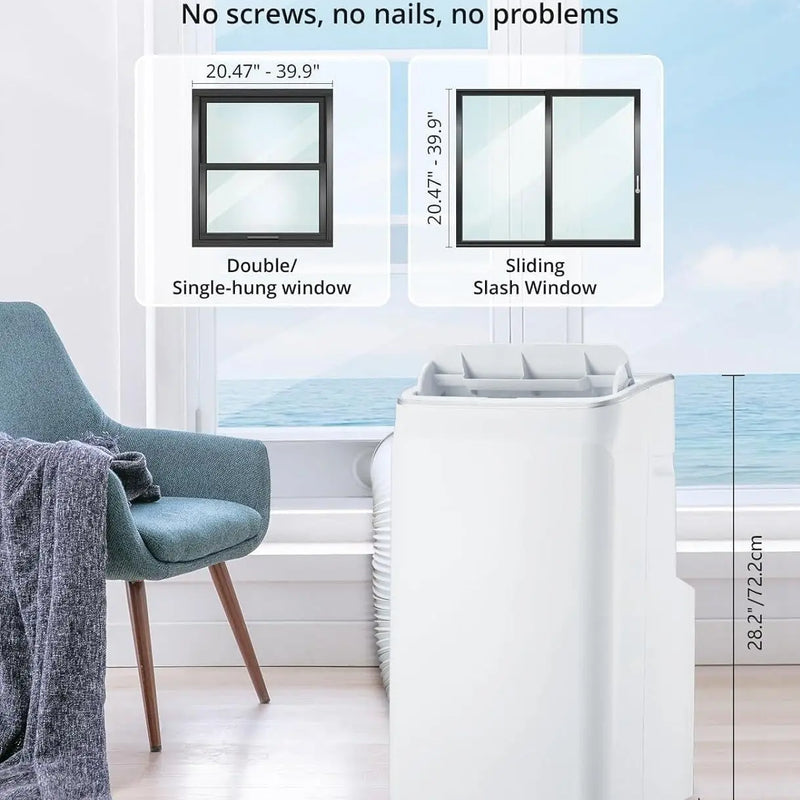 12000 BTU Portable Air Conditioner Free Standing AC Unit With Remote Control Dehumidifier Fan Auto Swing And Smart Sleep Mode Quiet Operation For Rooms Up To 500 Sq Ft White