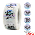 100 - Rainbow Laser Thank You Stickers 1inch Small - View 25 | SAMAG