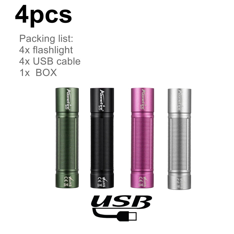 Alonefire Mini LED Flashlight Small USB Rechargeable Night Lighting Light Outdoor Hiking Camping Household Emergency Lamp Torch