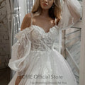 LORIE Glitter Wedding Dresses Puff Sleeve Appliques Lace - View 7 | SAMAG