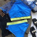 Sexy Mesh Tankini Patchwork High Waist Swimsuit O-neck | SAMAG