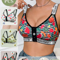 3 Pack Women's Wireless Bra, Mixed Fruit Print Front Closure Shiny Trim Comfort Bralette