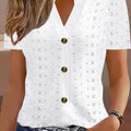 Y2k Tops Women's Summer Blouse Casual V-Neck Button Short Sleeve Tops Elegant Fashion Blouses Casual Loose Solid Colors Shirts