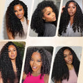 Burmese Curly 3 IN 1 Half Wigs Human Hair Wig Glueless Wigs Ready to Wear Half Wig Drawstring Clip Burmese Curly Hair Half Wig