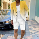 Mens Clothing Summer Single-Breasted Outfits 2023 Men Business Office Short Pants Suit Fashion Casual Long Sleeve Two Piece Sets