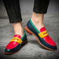 Italian Luxury Brand Patchwork  Loafers Men's Multicolor Leather Shoes Slip-on Fashion Soft-soled Casual Shoes Wedding Moccasin