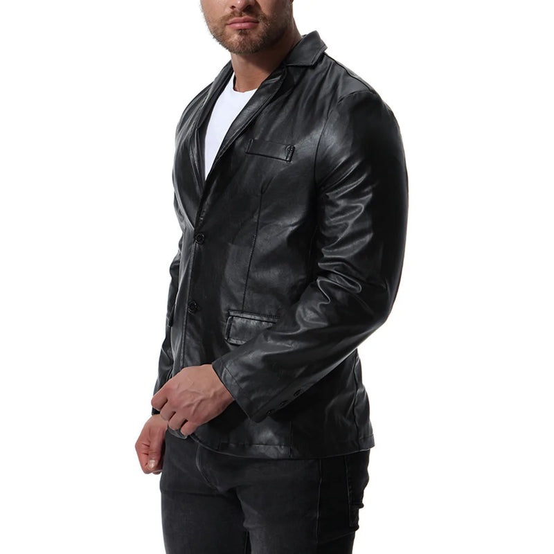 Autumn new, trendy PU leather jacket British large size leather casual suit jacket