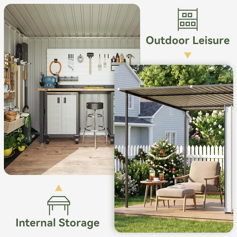 7x6 FT Outdoor Storage Shed & Hardtop Canopy Gazebo | SAMAG