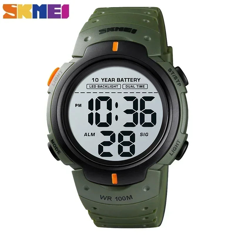 SKMEI 1560 Mens Digital 100M Waterproof Wrist Watch  Men 2 Time 10 Year Battery Alarm Clock reloj hombre Sport Fitness Watches