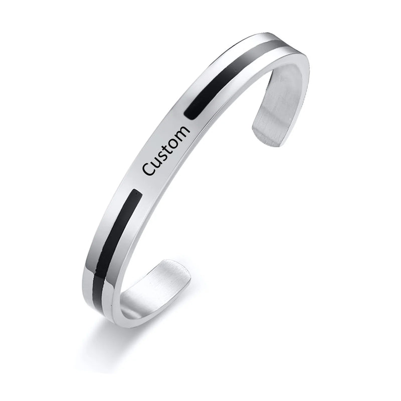 Men Bangle, Enemal Viking Logo Cuff Bracelet For Gentleman, Stainless Steel Minimalist - Visuel 28 | SAMAG