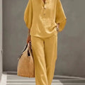 Ladies' Leisure Shirt Set, Lazy and Relaxed Feel, Top Choice for Commuting and Vacation, Lightweight and Slightly Sheer