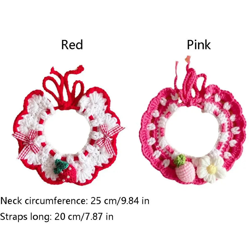 Stylish Adjustable Flower Pet Scarf Bib Sweet Decorative Knitted Cat Scarf Cozy Handmade Cat Woven Bib Spring Collection