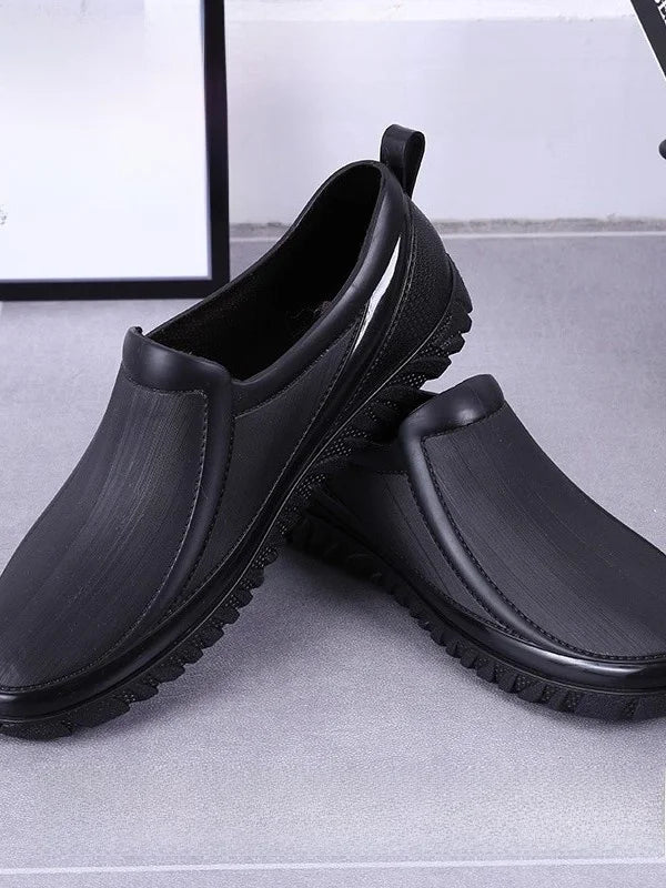 Men's Rain Boots Short Tube Anti-slip Waterproof Kitchen Shoes Work Shoes Fishing Shoes Construction Wear Resistant Rubber Shoes