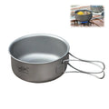 Titanium Coated Camping Pot with Foldable Handle,Lightweight Stainless Steel Outdoor Cookware Portable Hiking Cooking Bowl