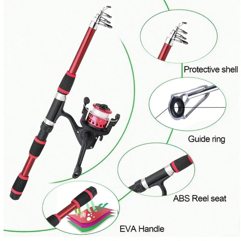 33pcs Beginner Fishing Combo 1.8m - Kids Telescopic Rod, Reel & Accessories for Outdoor Lake & Pond Fishing