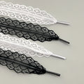 1Pair Fancy Lace Shoelaces for Women Casual Shoes Width Flat Shoelace for Sneakers Black White Shoe Laces Accessorices