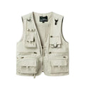 Men Work Vest 2025 Summer New Solid Colour Multi-pocket Casual Loose Waistcoat Fishing Photography Coat Man Sleeveless Jacket